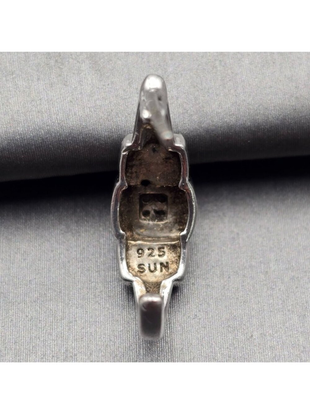 Modernist Sterling Silver Black Rhinestone Half Hoop Post Earrings Basket Settin - Picture 6 of 9